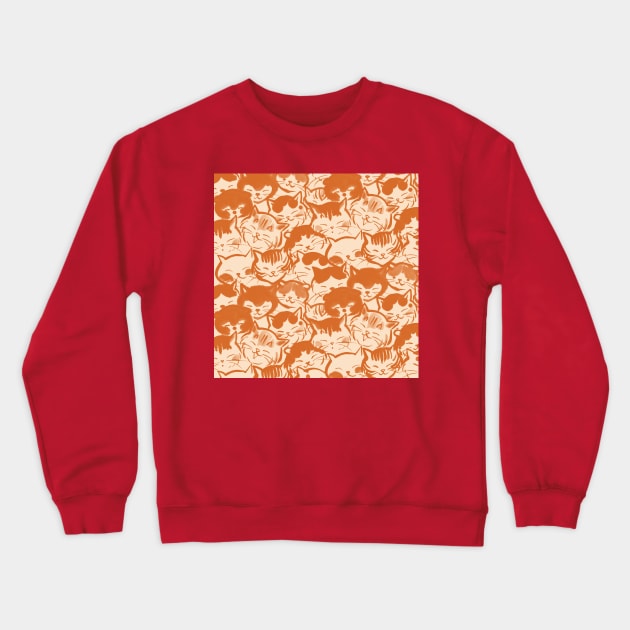 Happy cats faces (orange) Crewneck Sweatshirt by juliewu